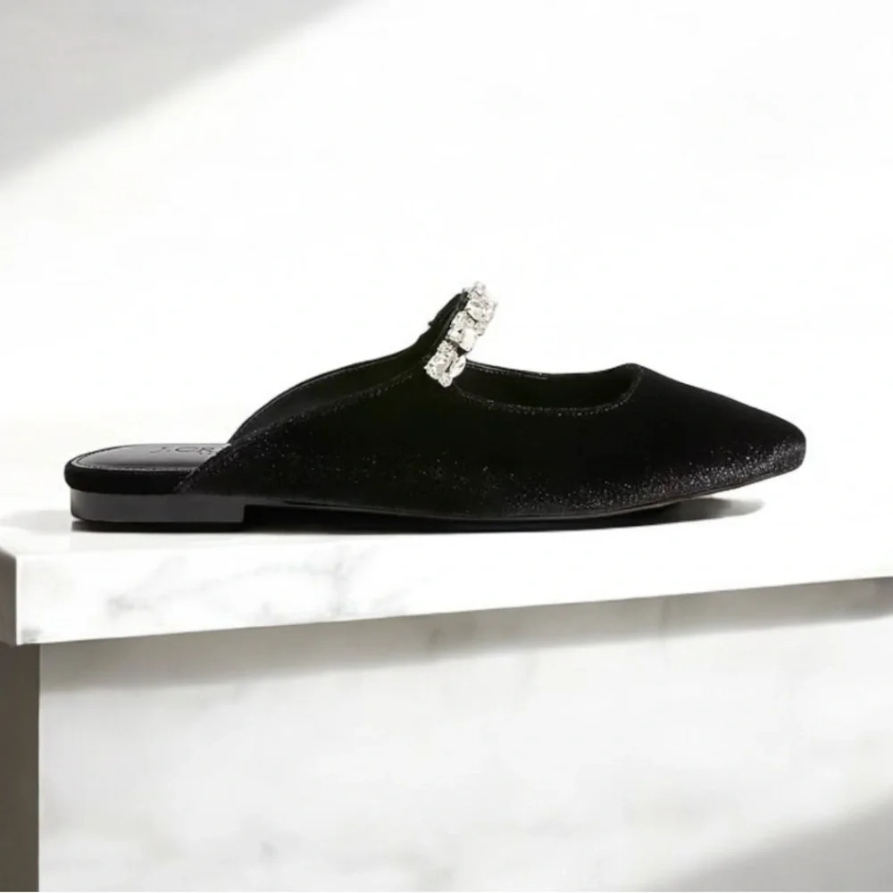 🆕J.Crew Velvet Rhinestone Mules - Picture 2 of 15